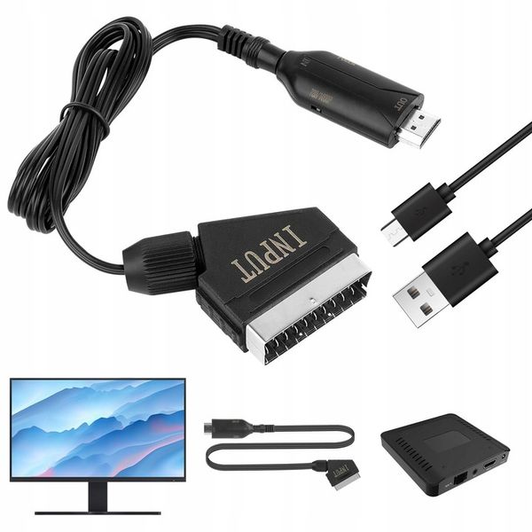 Kabel adapter konwerter z Euro Scart do HDMI zdjęcie 1