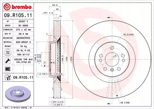 TARCZA HAM PRZOD 375X32 V BREMBO na Arena.pl