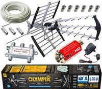 ANTENA BX1000 TV Naziemnej Kierunkowa 200km DVBT2 ZESTAW 4TV +KABEL