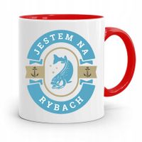 Kubek Czerwony Wędkarza Jestem Na Rybach Prezent Z Nadrukiem Ze Zdjęciem