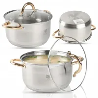 GARNEK Z SZKLANĄ POKRYWKĄ SOLID GOLD 4L STAL NIERDZEWNA INDUKCJA GAZ