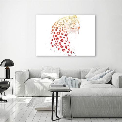Obraz na płótnie – Canvas, Czerwone usta lampart 70x50 na Arena.pl