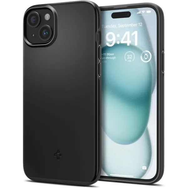 Etui Spigen Thin Fit na iPhone 15 - czarne zdjęcie 1