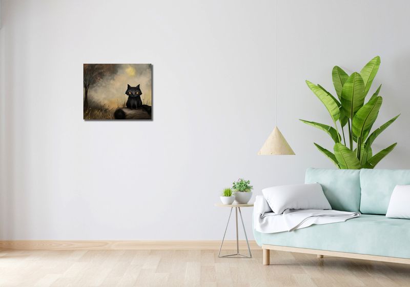 Obraz 50x40cm Czarny Kot zdjęcie 2