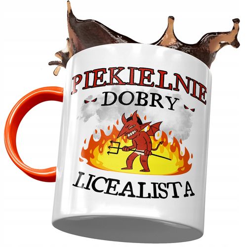 Kubek Pomarańczowy Dla Licealisty Piekielnie Dobry Z Nadrukiem Ze Zdjęciem na Arena.pl