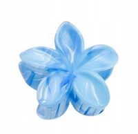 Piękna spinka klamra plastikowa kwiatek hawajski niebieski 8cm