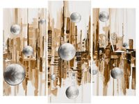 90CM 70 ZEGAR 3 ELEM MIASTO ZE SNU BRĄZACH SCIENNY DRUK