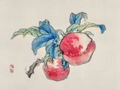 Plakat 80x60cm Peaches, Kōno Bairei Japoński Vintage do Salonu