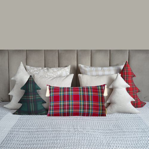 Poszewka Świąteczna KRATA CZERWONA Boże Narodzenie Chwosty 40x40cm na Arena.pl