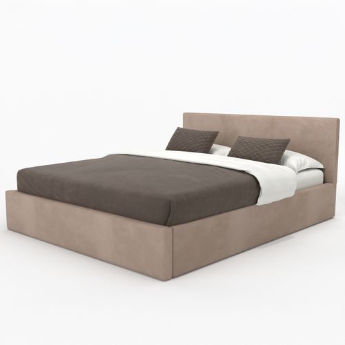 ŁÓŻKO TAPICEROWANE DO SYPIALNI 160x200 ŁÓŻKO PODWÓJNE Z POJEMNIKIEM BEŻOWE na Arena.pl