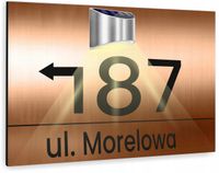 miedziana TABLICZKA podświetlana led ADRESOWA numer posesji adres 40x30 cm