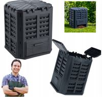 KOMPOSTOWNIK PLASTIKOWY OGRODOWY KOSZ POJEMNIK NA ODPADY BIO CZARNY 360L