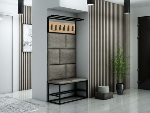 Wieszak ścienny do przedpokoju LOFT czarny/dąb złoty na Arena.pl