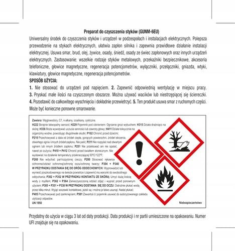 PREPARAT DO CZYSZCZENIA STYKÓW ELEKTRYCZNYCH GUNK SPRAY 400 ml na Arena.pl