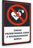 Tabliczka znak informacyjny 40x30 Antracyt ZAKAZ ROZRUSZNIKÓW SERCA Dibond