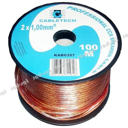 Kabel głośnikowy CCA Cabletech 2 x 1 mm² 100 m przezroczysty na Arena.pl