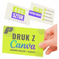 Wizytówki Dwustronne 500 szt Mat / Błysk GRUBE 350g Projekt Kreator Canva