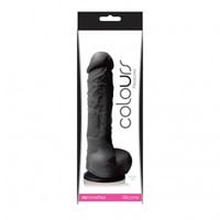 COLOURS PLEASURES SMALL BLACK dildo penis z jądrami i przyssawką