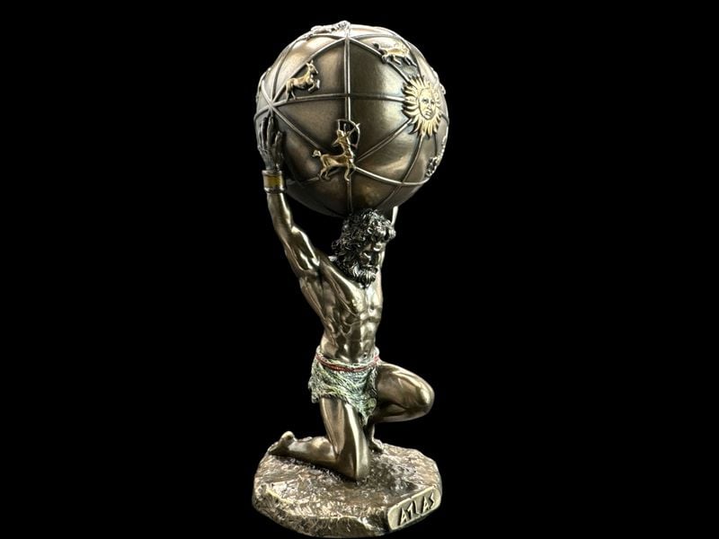 Figurka Rzeźba Statuetka GRECKI TYTAN ATLAS TRZYMAJĄCY ZIEMIĘ WU78109A4 zdjęcie 2