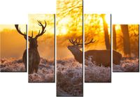 70 100CM OBRAZ 5 ELEM JELENIE DRUK PŁÓTNO