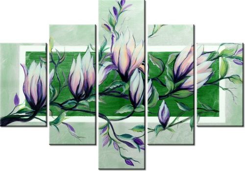 70 100CM OBRAZ 5 ELEM SŁODYCZ MAGNOLII ZIELENI DRUK PŁÓTNO na Arena.pl
