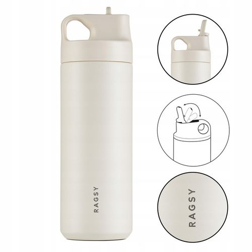 Kubek Termiczny ze słomką i ustnikiem ADV 500 ml BPA FREE - Sand/Piaskowy na Arena.pl