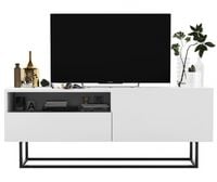 Komoda RTV, półka, loft, SANO, 120x35x46 cm, biel, mat | TYLETEGOTU