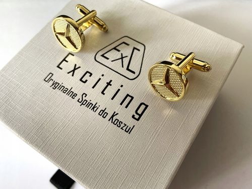 Spinki do mankietów koszuli EXC pozłacane Gwiazda Merc Mercedes Benz AMG SL na Arena.pl