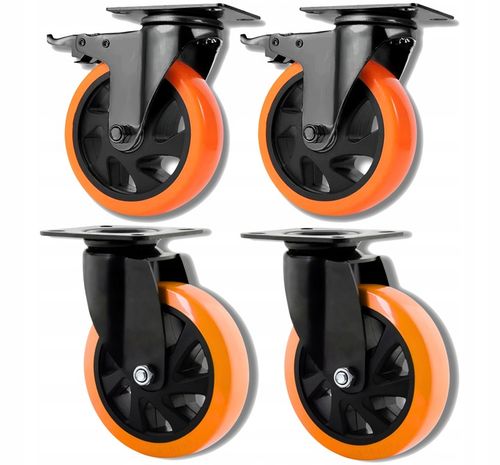 ZESTAW JEZDNY KÓŁ 125MM KÓŁEK KOŁA OBROTOWE Z HAMULCEM 400 KG DO WÓZKA na Arena.pl