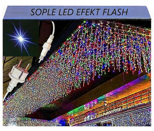 SOPLE 500 LED KURTYNA LAMPKI ZEWNĘTRZNE IP44 FLASH kolorowe 25M na Arena.pl