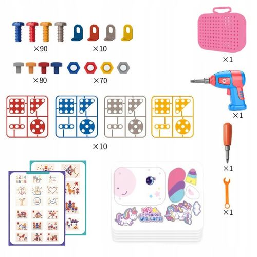 KLOCKI 3D JEDNOROŻEC Konstrukcyjne wkrętarka walizka układanka + BATERIE na Arena.pl