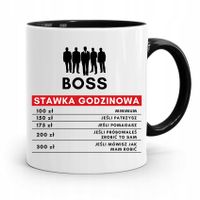 Kubek Czarny Prezent Szefa Boss Stawka Godzinowa Z Nadrukiem Ze Zdjęciem