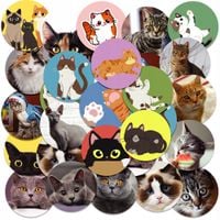 NAKLEJKI NA ZESZYT NALEPKA Z POSTACIAMI KÓŁKO SŁODKI KOTEK KOT WZORY 23EL