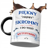 Kubek Czarny Dla Weterynarza Ładny Mądry Skromny Z Nadrukiem Ze Zdjęciem