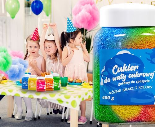 CUKIER KOLOROWY do waty cukrowej 5x400g smakowy MIX gratis 10szt na Arena.pl