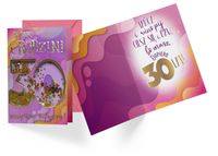 Karnet Konfetti Urodziny 30 (cyfry, damskie)