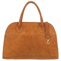 VERA PELLE torebka damska zamszowa klasyczna duża z paskiem V675 camel