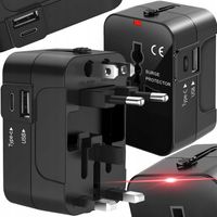PRZEJŚCIÓWKA ADAPTER GNIAZDKA PODRÓŻNY USA UK EU CAŁY ŚWIAT 2 USB ŁADOWARKA