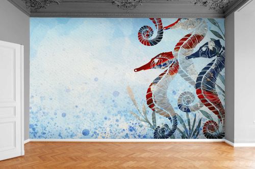 Fototapeta KONIE MORSKIE TŁO LIŚCIE 370x250 na Arena.pl