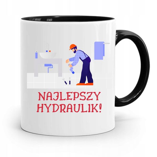 Kubek Czarny Prezent Dla Hydraulika Najlepszy Z Nadrukiem Ze Zdjęciem zdjęcie 1