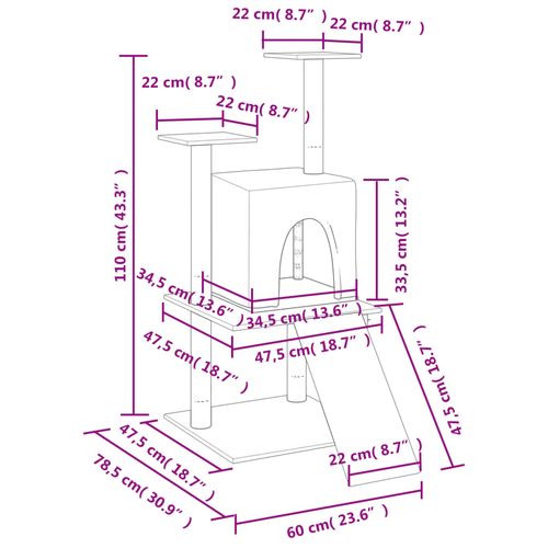 Drapak dla kota, z sizalowymi słupkami, kremowy, 110 cm na Arena.pl