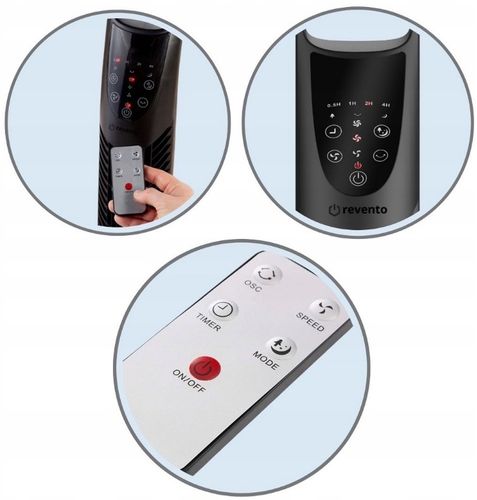Wentylator Wiatrak Kolumnowy Obrotowy + PILOT Revento Zephyr Black Czarny na Arena.pl