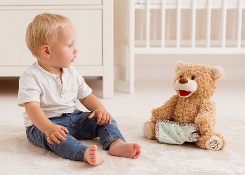 Dumel INTERAKTYWNY MIŚ ZABAWA w A-kuku PLUSZAK ma RUCHOME ŁAPKI i PYSZCZEK na Arena.pl