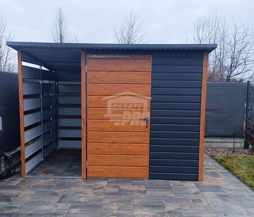Schowek domek ogrodowy 2x2m + wiata 1m Drzwi okno dach spad w tył  GP516 na Arena.pl