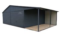 GARAŻ BLASZANY 6X6 + WIATA 2X6 2X BRAMA UCHYLNA - ANTRACYT - GB167