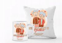 Zestaw PODUSZKA i KUBEK PREZENT dla DZIADKA BABCI twój napis różne wzory