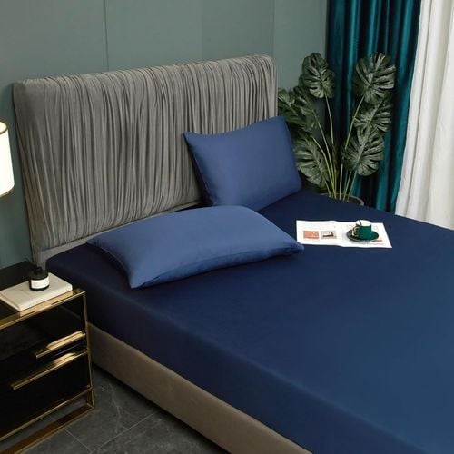 Prześcieradło z Gumką 140x200 Bambusowe Gładkie Oddychające Granatowe na Arena.pl