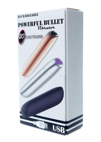 Stymulator-Rechargeable Powerful Bullet Vibrator USB 20 Functions - Silver zdjęcie 5