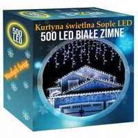 SOPLE 500 LED biały zimny LAMPKI ZEWNĘTRZNE 23m GIRLANDA Kurtyna Świetlna