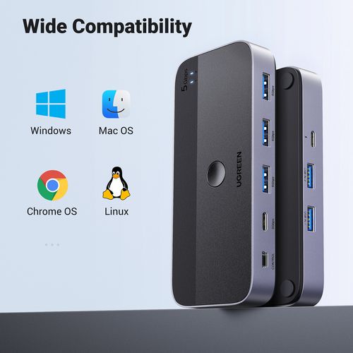 Przełącznik switch 2-in-4 na 2 komputery USB 3.0 + 2x kabel USB-A czarny na Arena.pl